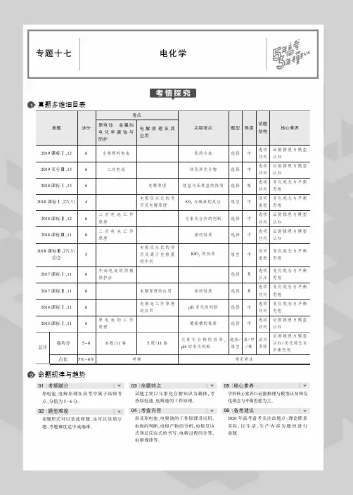(课标I)2020版高考化学一轮复习专题十七电化学教师用书(PDF,含解析)
