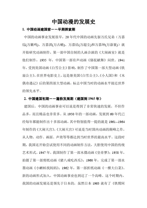 中国动漫的发展史