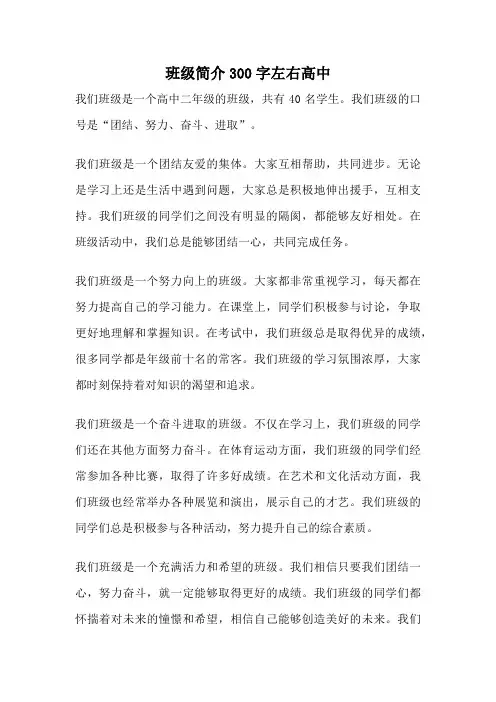 班级简介300字左右高中
