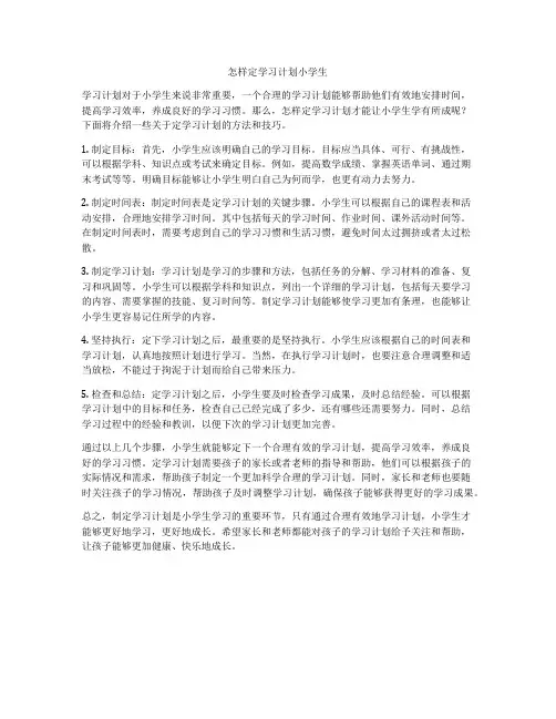 怎样定学习计划小学生