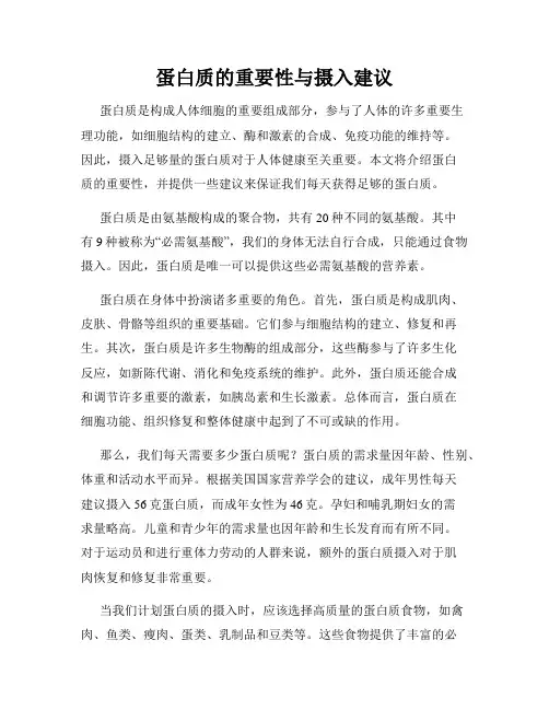 蛋白质的重要性与摄入建议