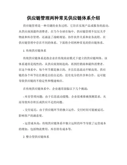 供应链管理两种常见供应链体系介绍