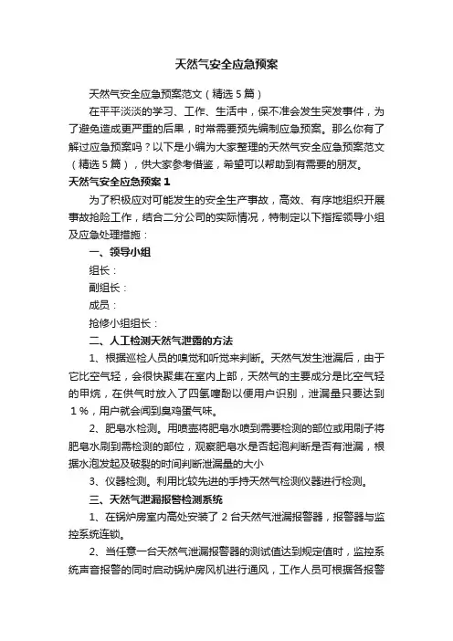 天然气安全应急预案范文（精选5篇）