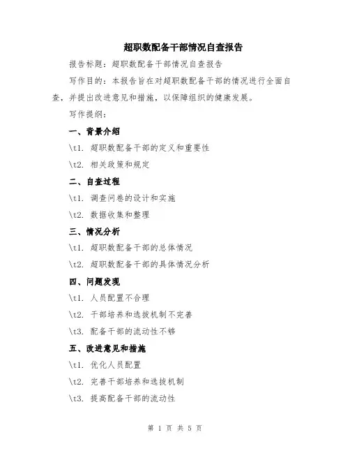 超职数配备干部情况自查报告