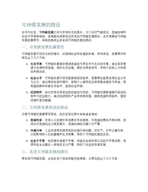 可持续发展的路径