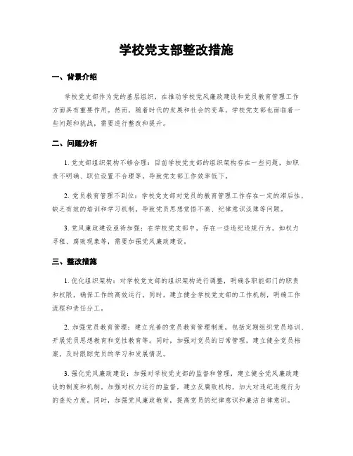 学校党支部整改措施