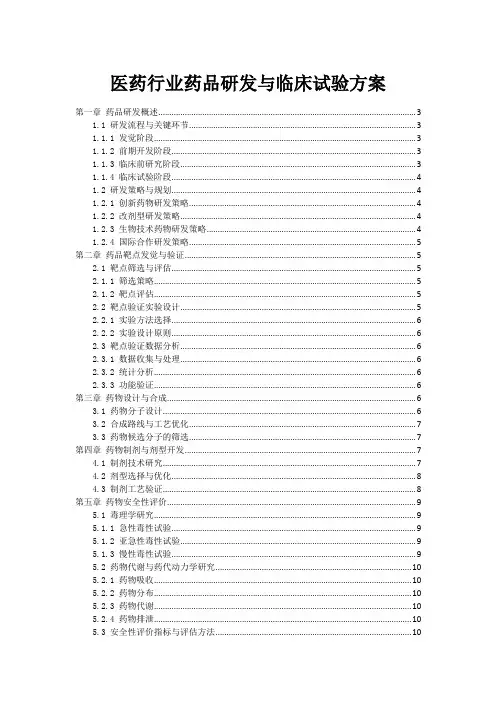 医药行业药品研发与临床试验方案