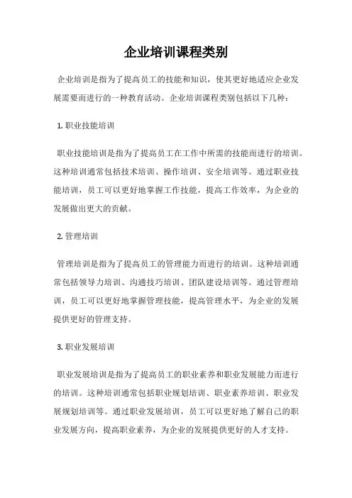 企业培训课程类别