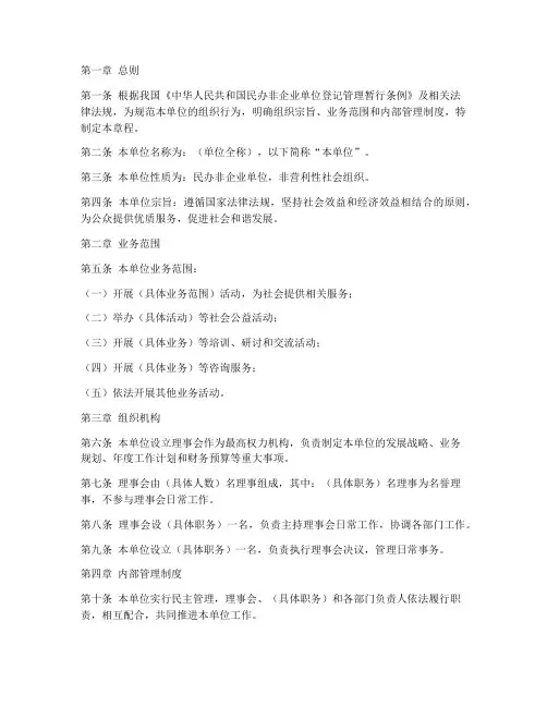 民非章程模板