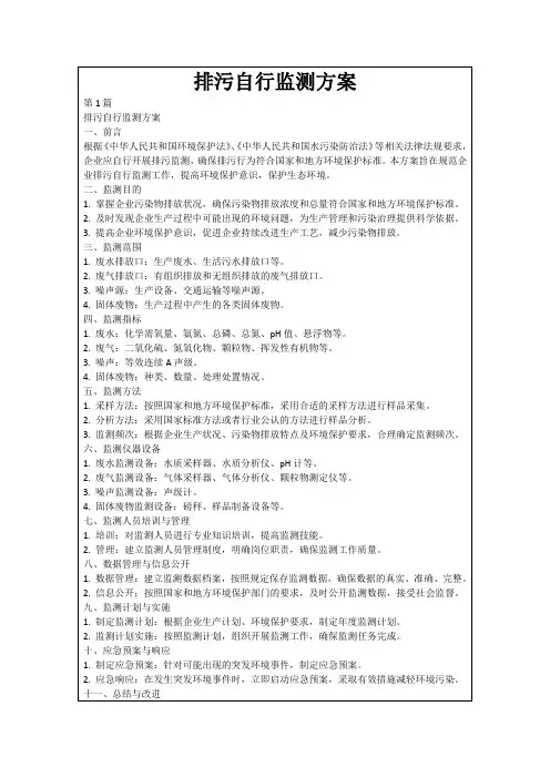 排污自行监测方案
