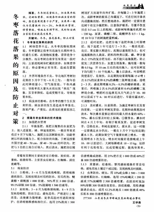 冬枣落花落果的原因及防止对策