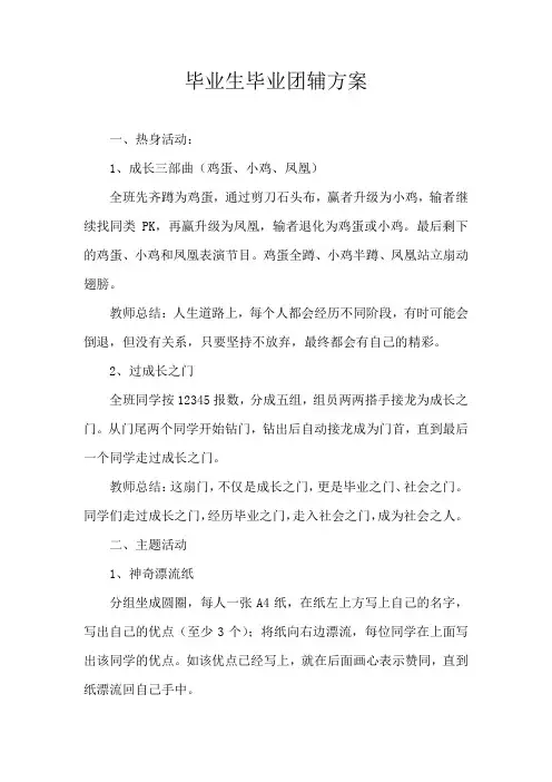 毕业生毕业团辅方案