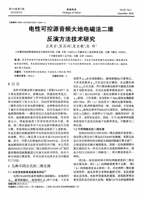 电性可控源音频大地电磁法二维反演方法技术研究