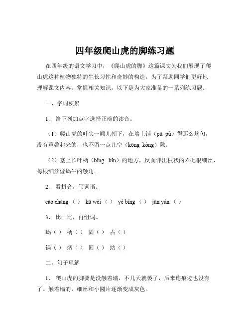 四年级爬山虎的脚练习题