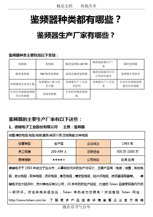 鉴频器种类都有哪些,鉴频器生产厂家有哪些