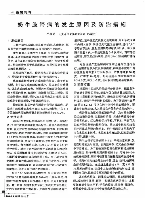 奶牛肢蹄病的发生原因及防治措施