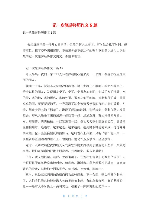 记一次旅游经历作文5篇