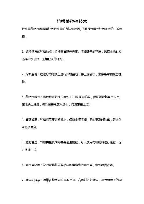 竹根姜种植技术