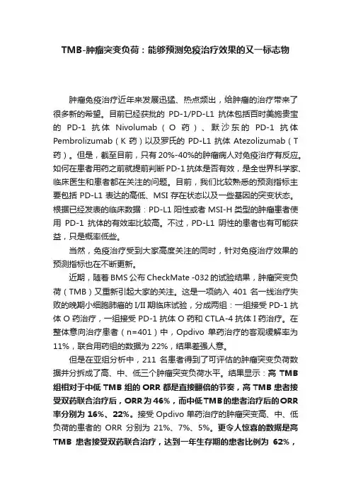 TMB-肿瘤突变负荷：能够预测免疫治疗效果的又一标志物