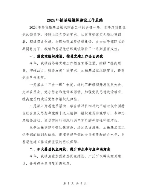 2024年镇基层组织建设工作总结