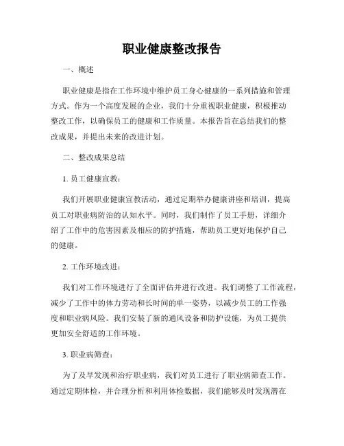 职业健康整改报告