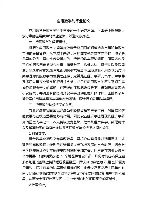 应用数学的毕业论文