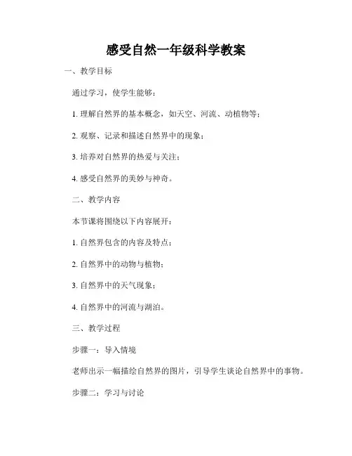 感受自然一年级科学教案