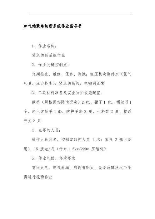 加气站紧急切断系统作业指导书
