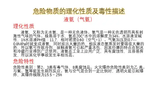 危险化学品的理化性质及毒性描述
