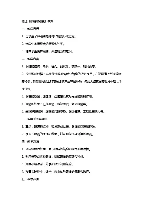 物理《眼睛和眼镜》教案