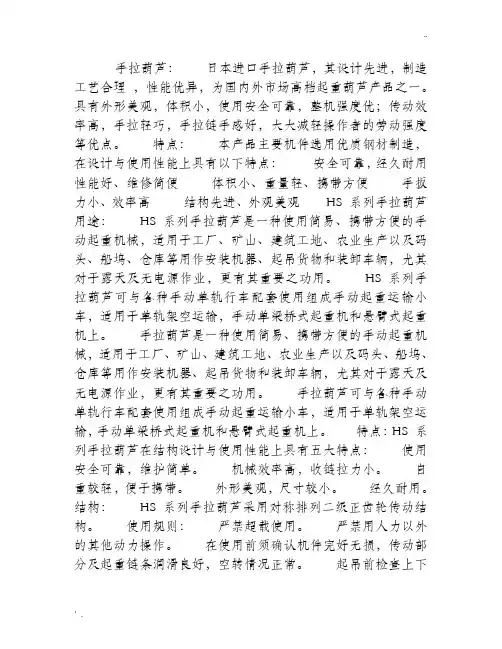 手拉葫芦的结构解析图