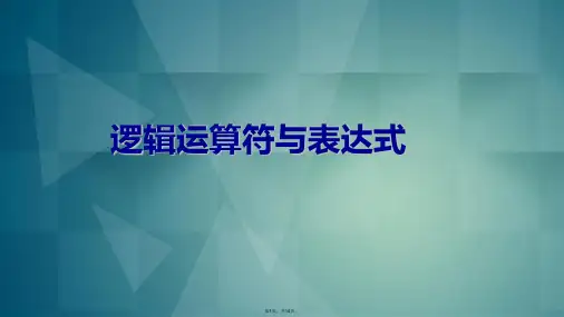 逻辑运算符与表达式(共14张PPT)
