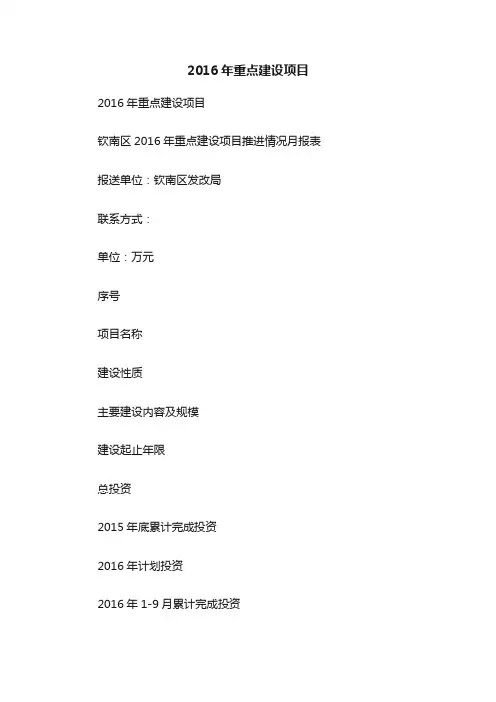2016年重点建设项目