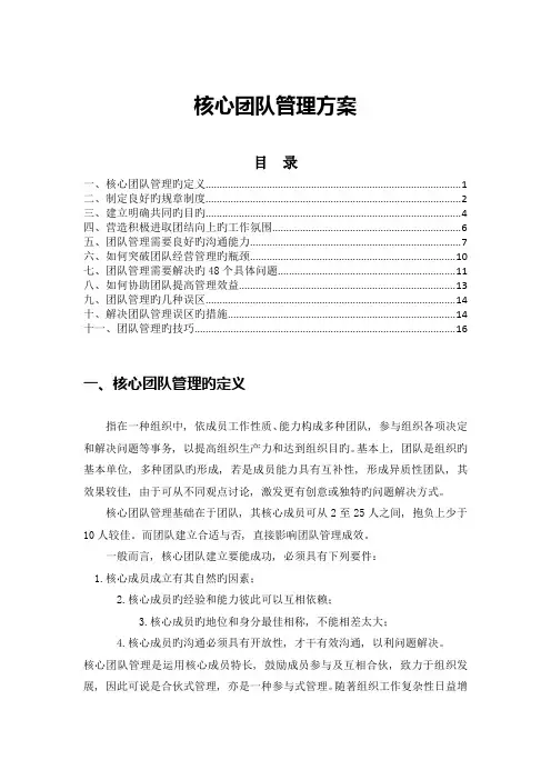 核心团队管理方案