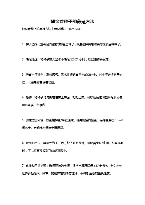 郁金香种子的养殖方法