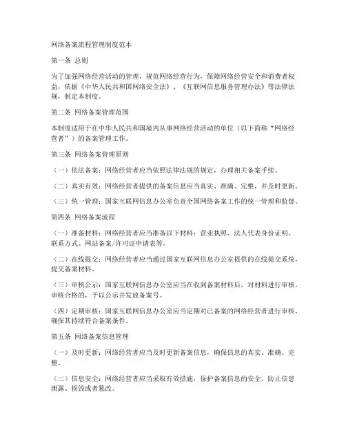 网络备案流程管理制度范本