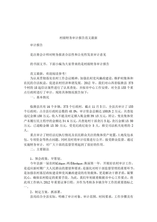 村级财务审计报告范文最新