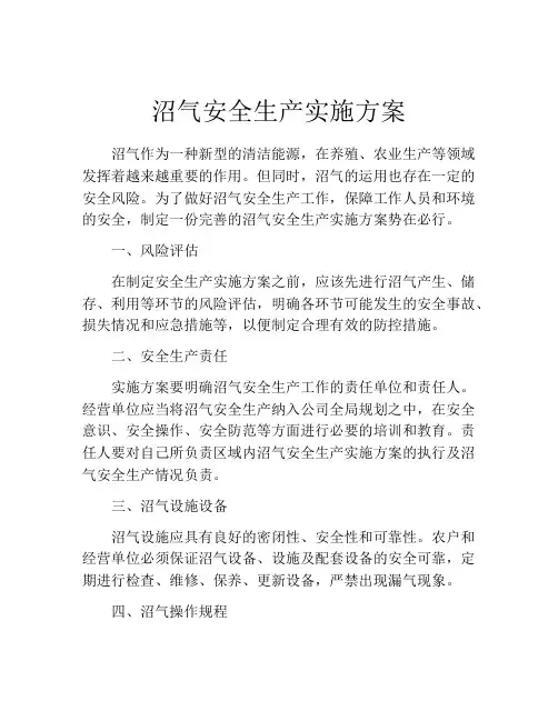 沼气安全生产实施方案