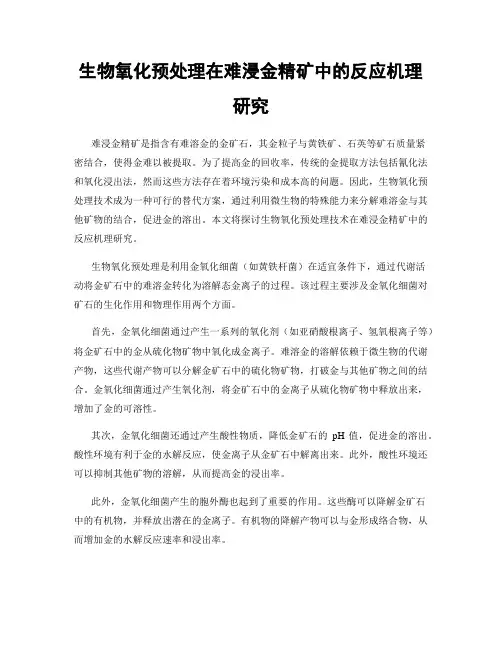 生物氧化预处理在难浸金精矿中的反应机理研究