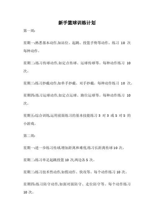 新手篮球训练计划