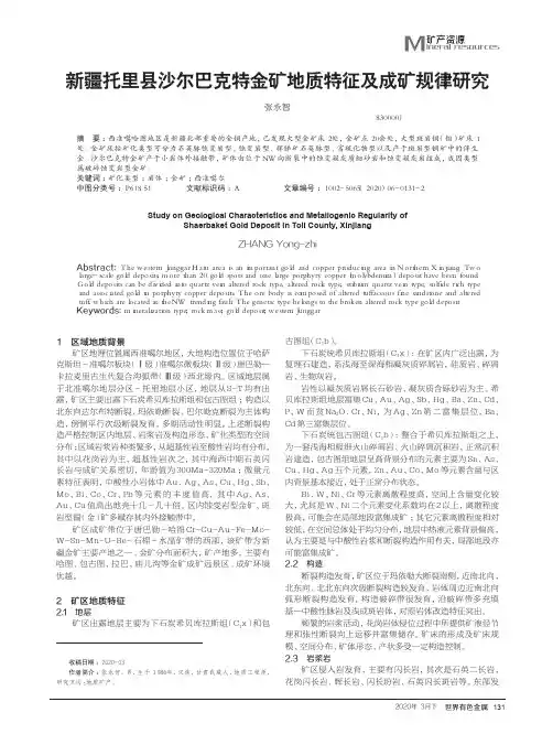 新疆托里县沙尔巴克特金矿地质特征及成矿规律研究