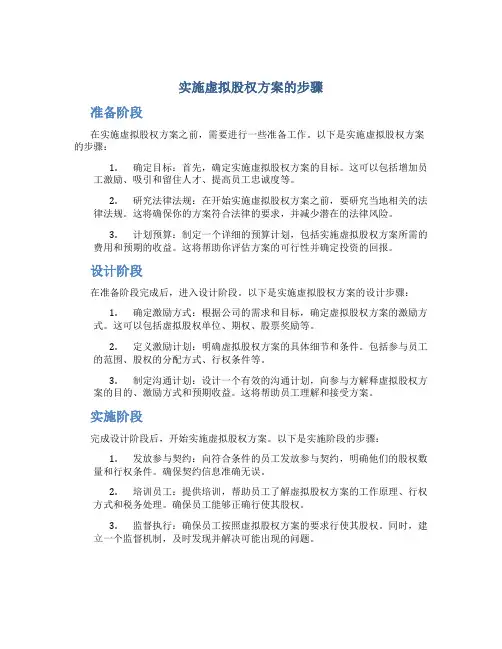 实施虚拟股权方案的步骤 (3)