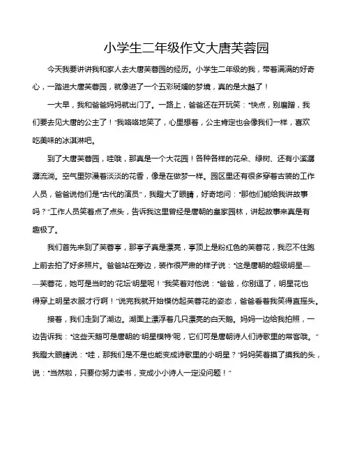 小学生二年级作文大唐芙蓉园