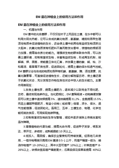 EM菌在种植业上的使用方法和作用
