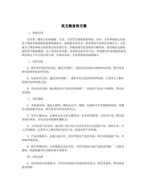 农文旅宣传方案