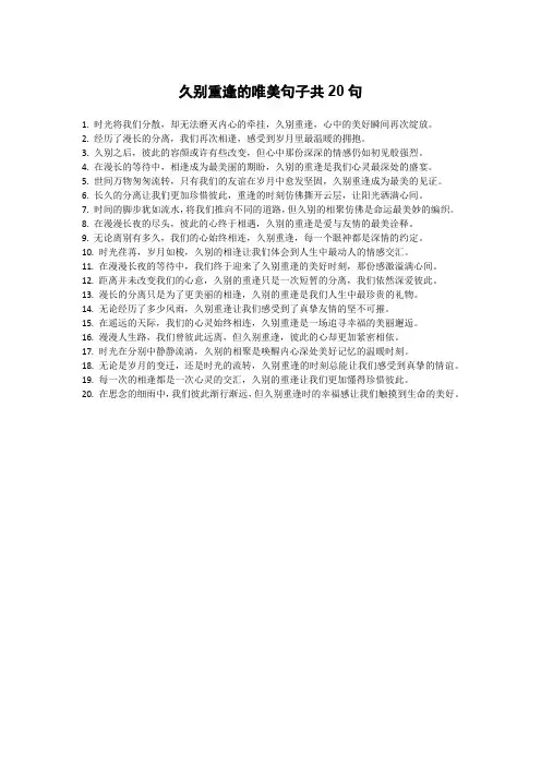 久别重逢的唯美句子 -回复
