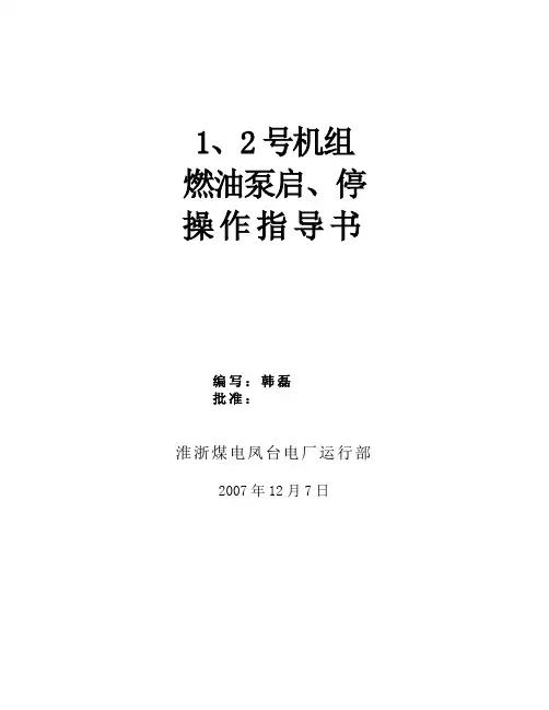燃油泵系统操作指导书综述