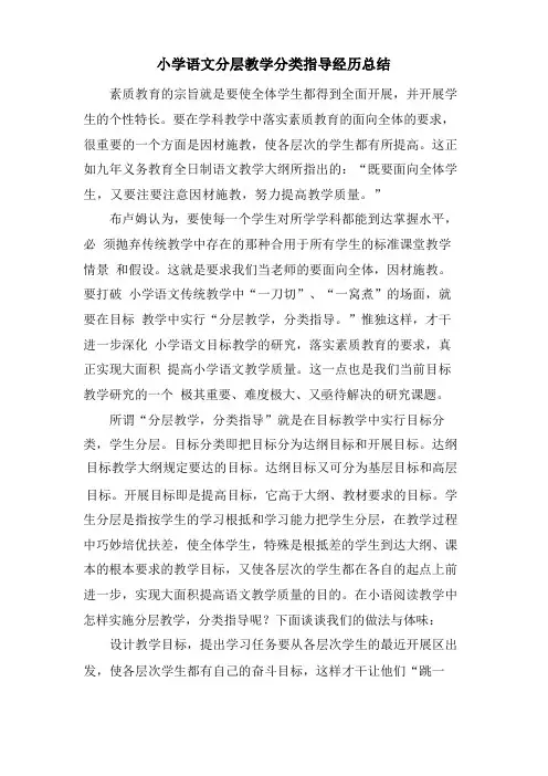小学语文分层教学分类指导经验总结
