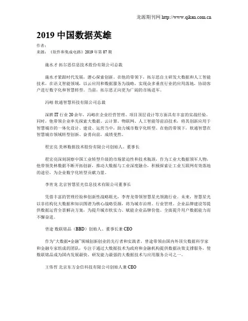 2019中国数据英雄