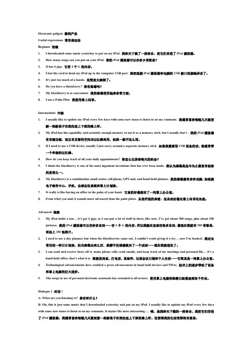 商务英语情景口语之日常事务第52章——数码产品 Electronic gadgets